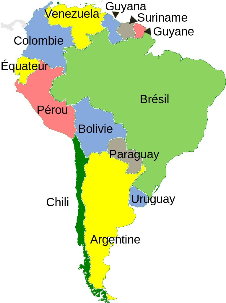 Carte Amérique du Sud livraison MCE Express